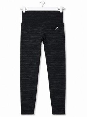 Gymshark Womens Gray Black Marl Seamless Leggings Size S Activewear Gym Yoga